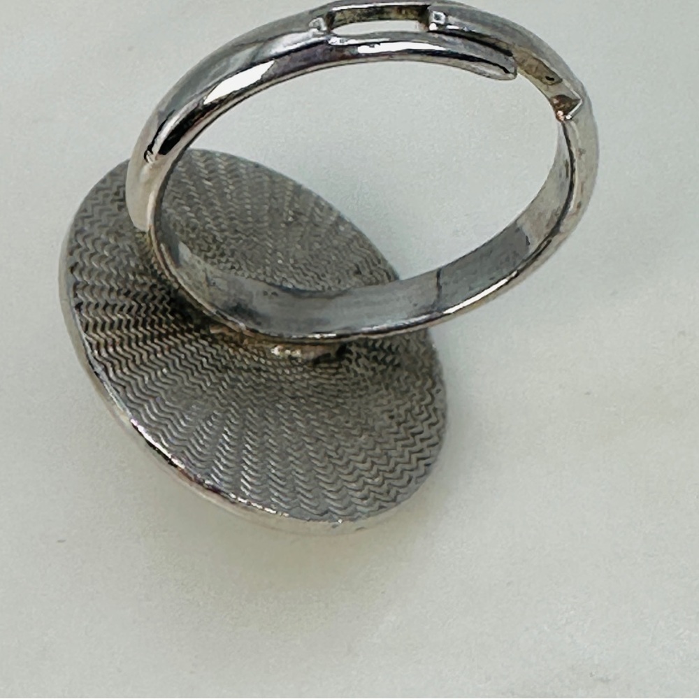 Vintage Faux Turquoise Ring Adjustable Silver-tone Southwestern Boho Statement - Picture 5 of 8